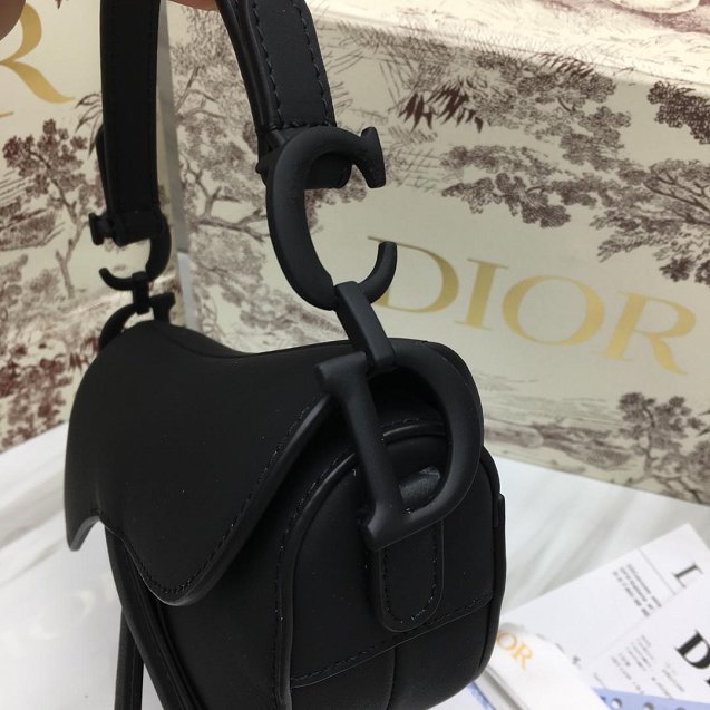 2019 Dior original calfskin mini ultra-matte saddle bag M0447 black