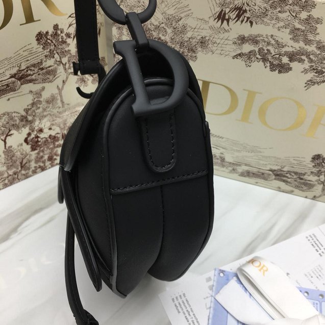 2019 Dior original calfskin mini ultra-matte saddle bag M0447 black
