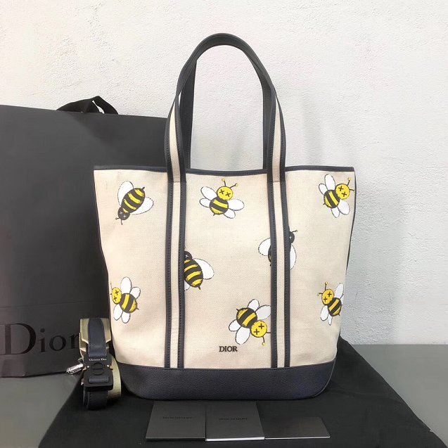 2019 Dior original canvas shopping bag 93304 white