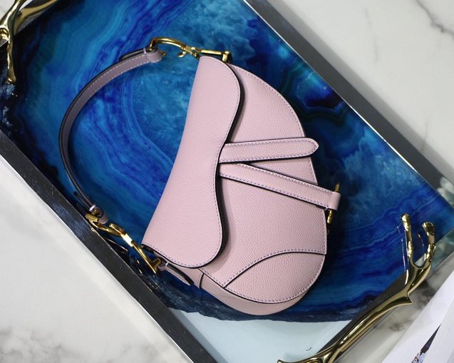 2019 Dior original grained calfskin mini saddle bag M0447 light pink