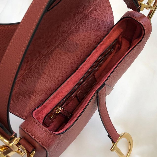 2019 Dior original grained calfskin saddle bag M0446 bordeaux