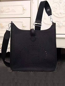 Hermes original togo leather evelyne pm shoulder bag E28 black