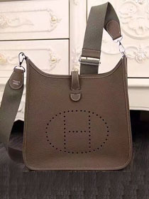 Hermes original togo leather evelyne pm shoulder bag E28 etoupe grey