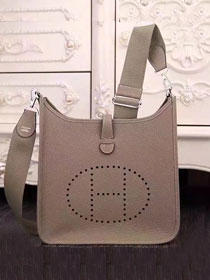 Hermes original togo leather evelyne pm shoulder bag E28 gray