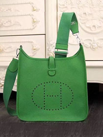 Hermes original togo leather evelyne pm shoulder bag E28 green