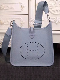 Hermes original togo leather evelyne pm shoulder bag E28 light blue
