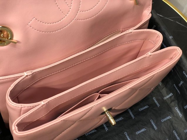 2020 CC original lambskin top handle flap bag A92236 pink