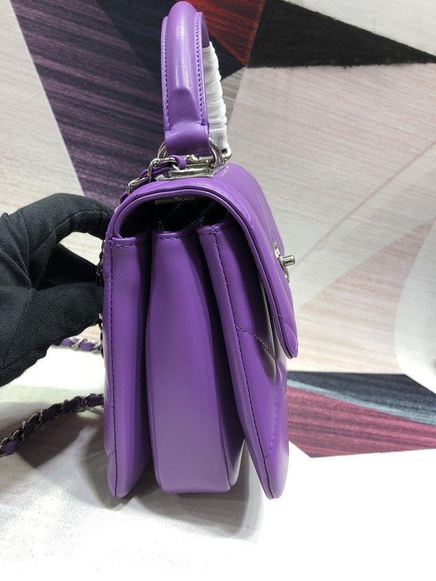 2020 CC original lambskin top handle flap bag A92236 purple