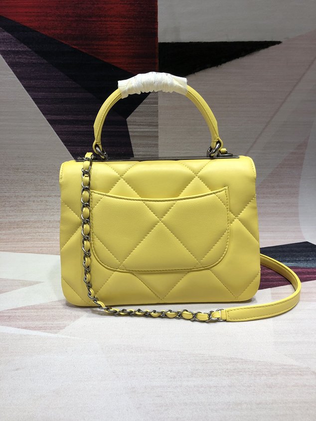 2020 CC original lambskin top handle flap bag A92236 yellow