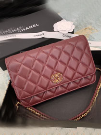 2020 CC original lambskin wallet on chain AP0724 bordeaux