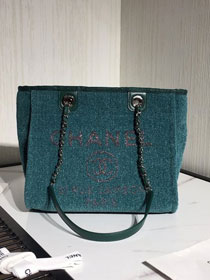 2020 CC original mixed fibers&canvas shopping bag A93785 turquoise