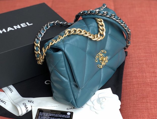 2020 CC original lambskin 19 flap bag AS1160 turquoise