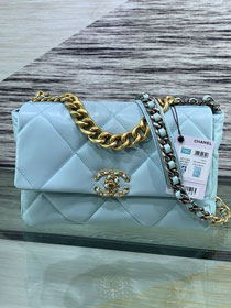 2020 CC original lambskin 19 large flap bag AS1161 sky blue