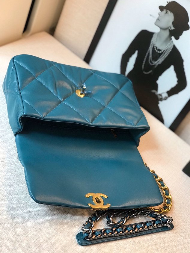 2020 CC original lambskin 19 large flap bag AS1161 turquoise