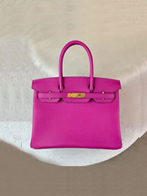Hermes original epsom leather birkin 25 bag H25-1 bright purple