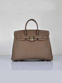 Hermes original epsom leather birkin 25 bag H25-1 dark coffee