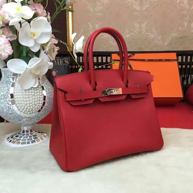 Hermes original epsom leather birkin 30 bag H30-3 red