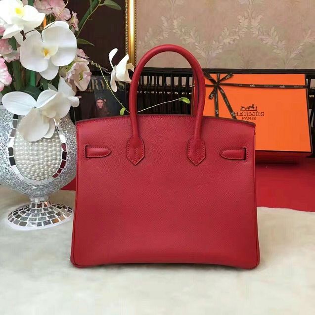 Hermes original epsom leather birkin 30 bag H30-3 red