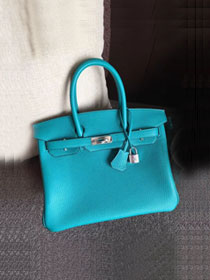 Hermes original togo leather birkin 25 bag H25-1 bright blue
