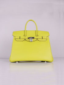 Hermes original togo leather birkin 25 bag H25-1 lemon yellow