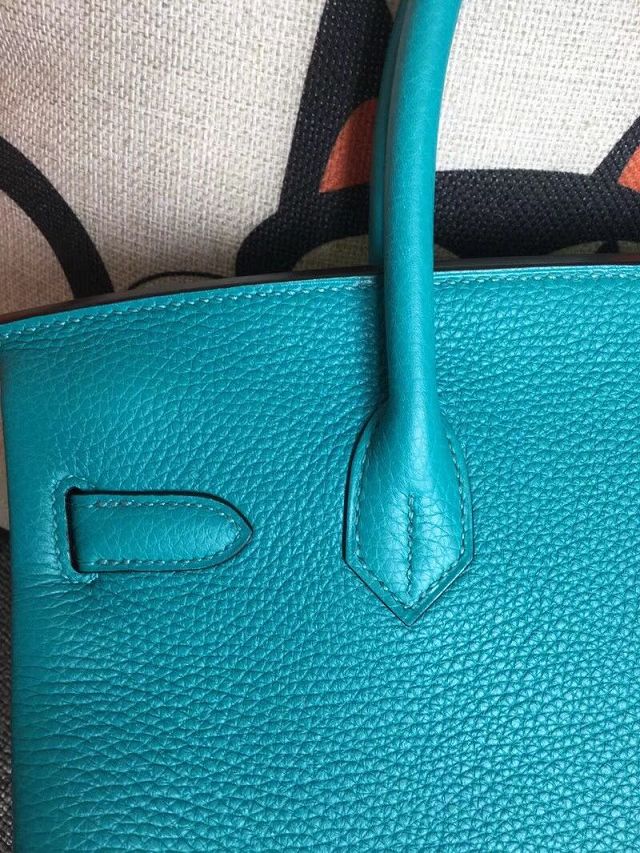 Hermes original togo leather birkin 30 bag H30-1 bright blue