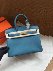 Hermes soft calf leather birkin 25 bag H25-5 blue