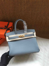 Hermes soft calf leather birkin 25 bag H25-5 light blue	