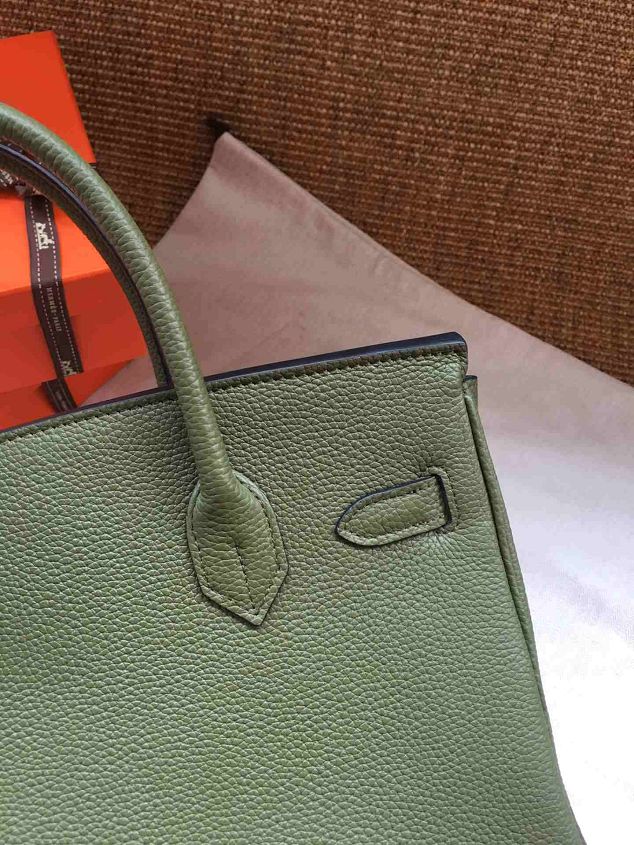 Hermes soft calf leather birkin 35 bag H35-5 blackish green