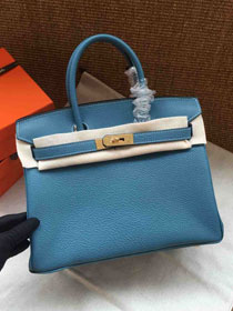 Hermes soft calf leather birkin 35 bag H35-5 blue 