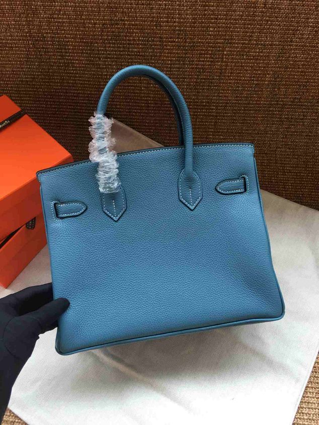 Hermes soft calf leather birkin 25 bag H25-5 blue