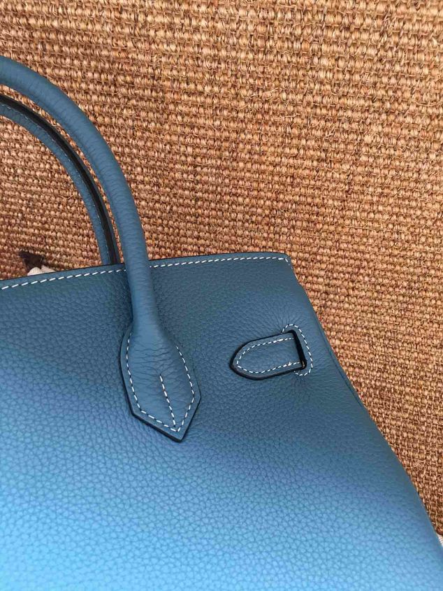 Hermes soft calf leather birkin 35 bag H35-5 blue 