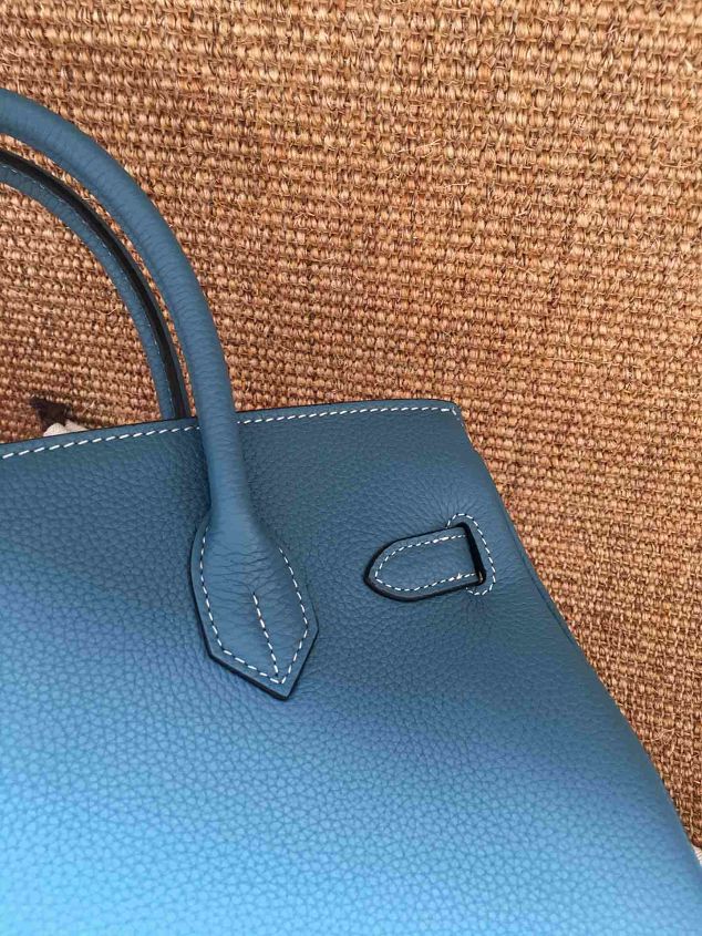 Hermes soft calf leather birkin 25 bag H25-5 blue