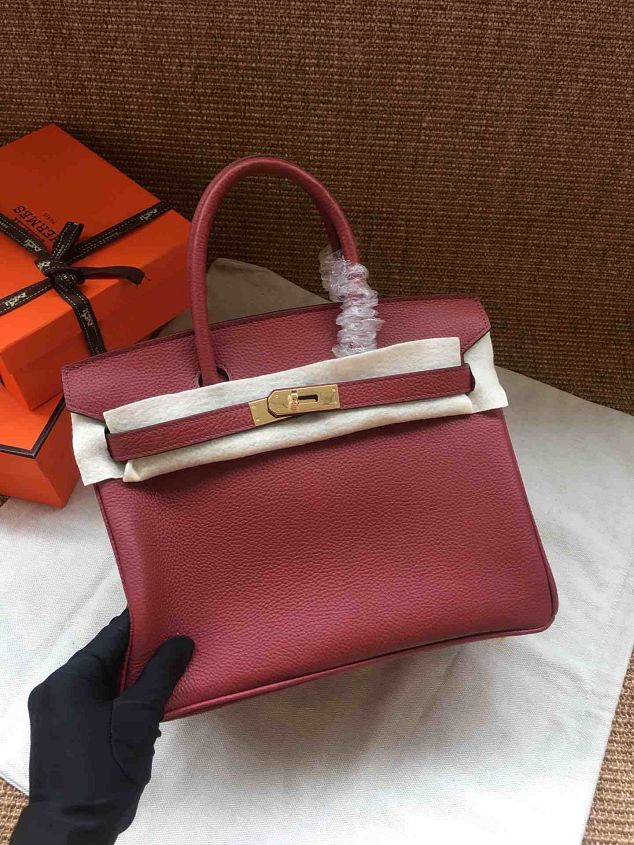 Hermes soft calf leather birkin 25 bag H25-5 bordeaux	