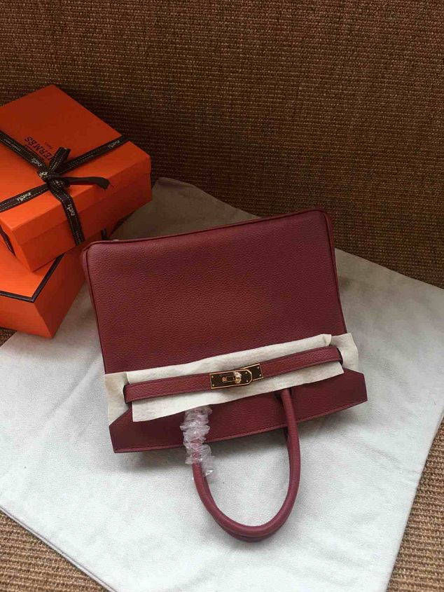 Hermes soft calf leather birkin 25 bag H25-5 bordeaux	