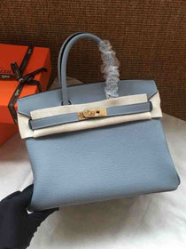 Hermes soft calf leather birkin 35 bag H35-5 light blue