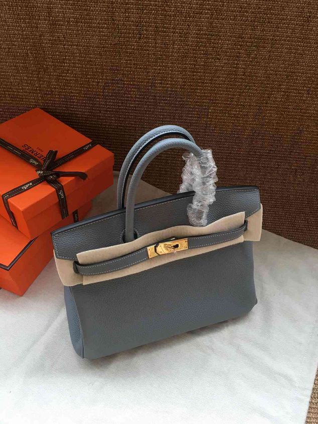 Hermes soft calf leather birkin 30 bag H30-5 light blue