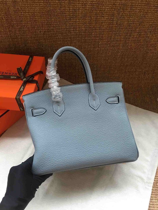 Hermes soft calf leather birkin 30 bag H30-5 light blue