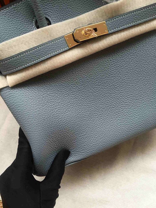 Hermes soft calf leather birkin 30 bag H30-5 light blue