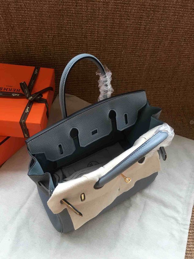 Hermes soft calf leather birkin 25 bag H25-5 light blue	