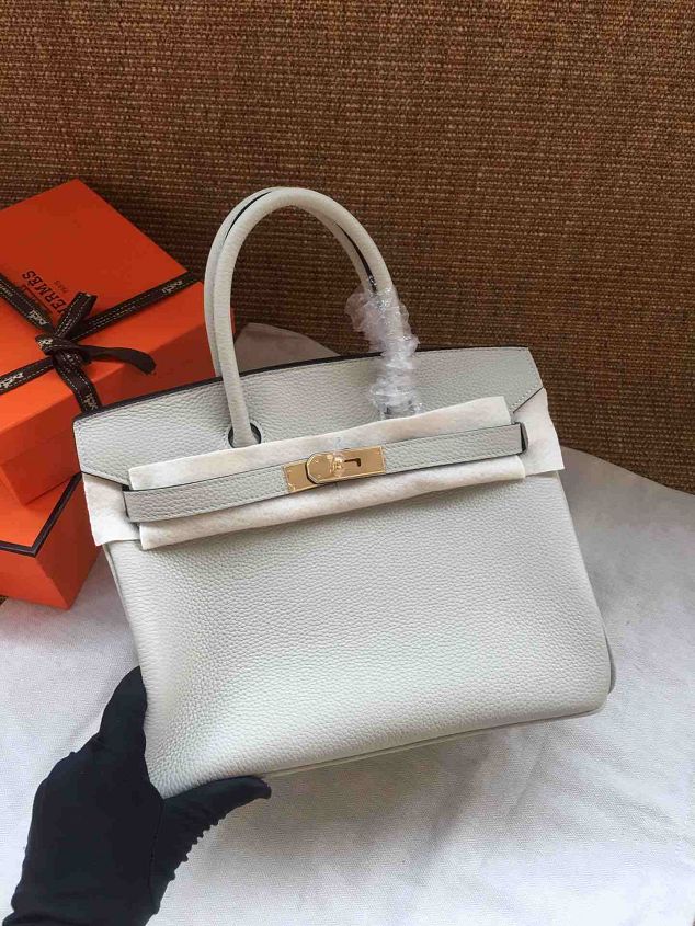 Hermes soft calf leather birkin 25 bag H25-5 light grey