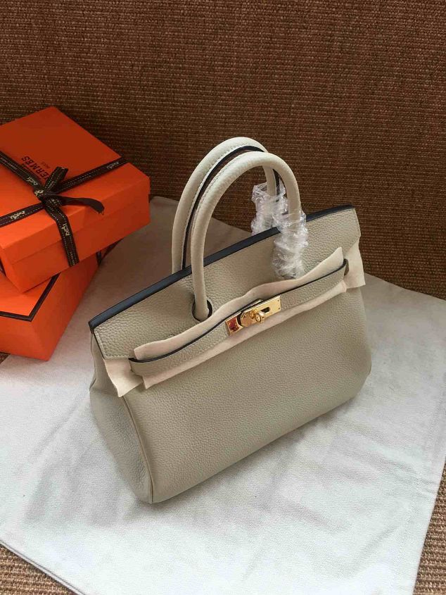 Hermes soft calf leather birkin 30 bag H30-5 light grey