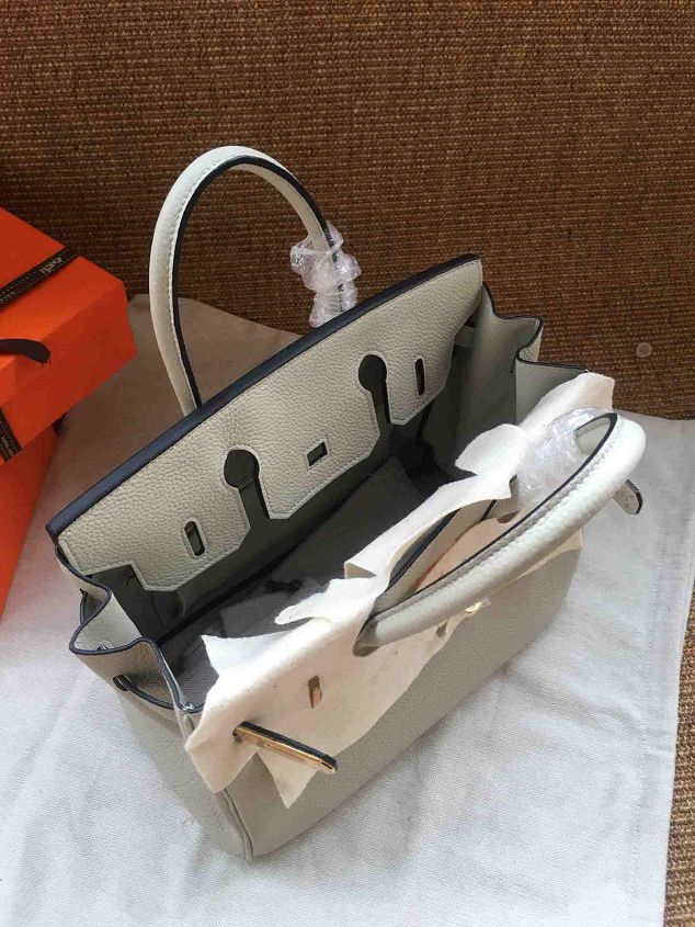 Hermes soft calf leather birkin 25 bag H25-5 light grey
