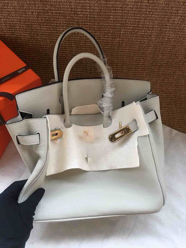 Hermes soft calf leather birkin 30 bag H30-5 light grey