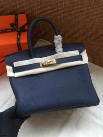 Hermes soft calf leather birkin 35 bag H35-5 navy blue