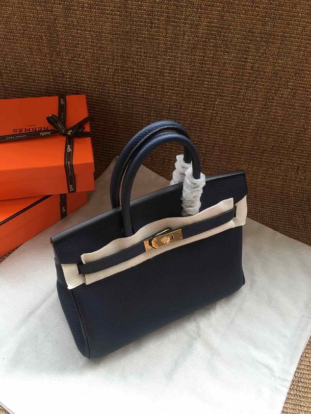 Hermes soft calf leather birkin 35 bag H35-5 navy blue