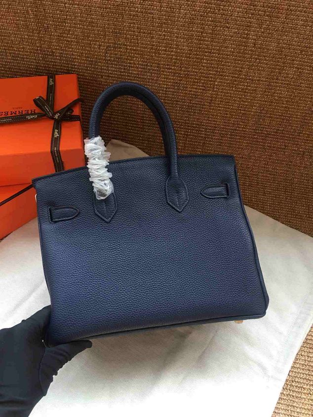 Hermes soft calf leather birkin 35 bag H35-5 navy blue