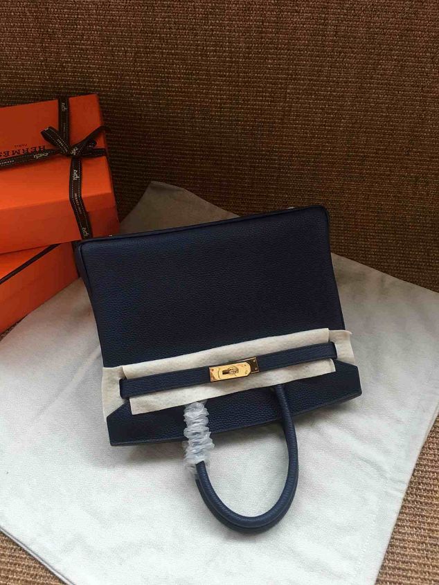 Hermes soft calf leather birkin 35 bag H35-5 navy blue