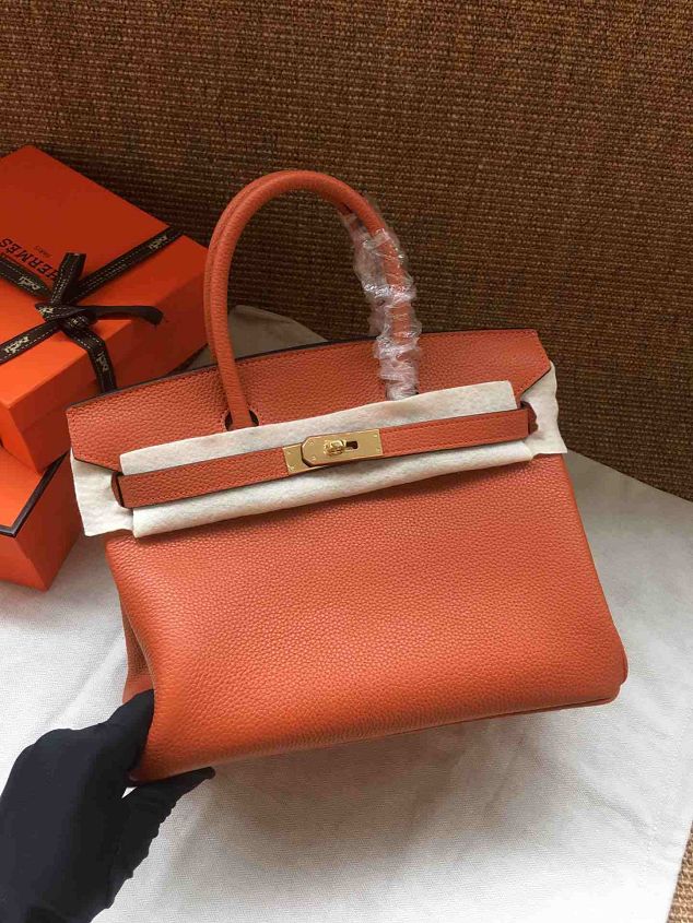 Hermes soft calf leather birkin 25 bag H25-5 orange