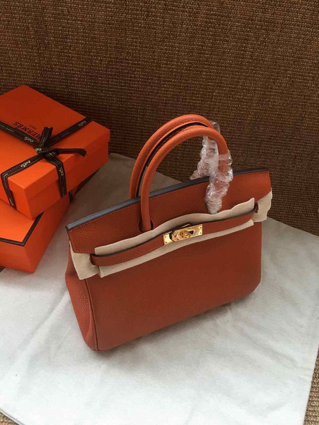 Hermes soft calf leather birkin 25 bag H25-5 orange