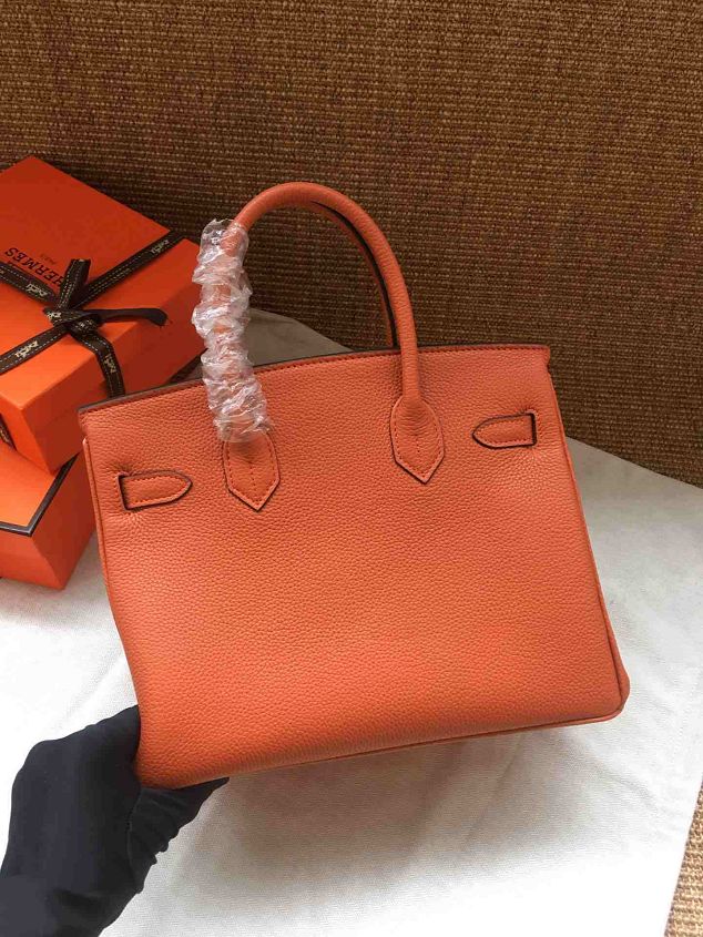 Hermes soft calf leather birkin 25 bag H25-5 orange